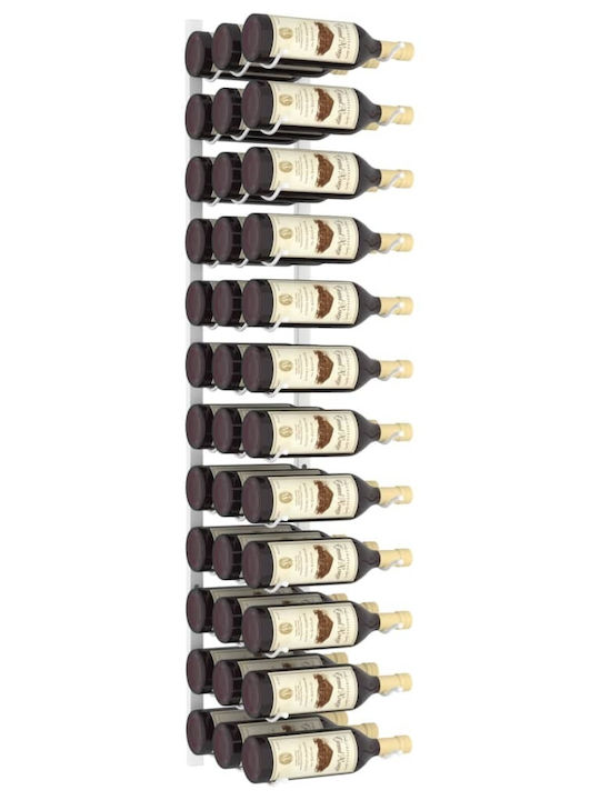 vidaXL Wall Mounted Metallic Wine Rack for 36 Bottles White 30.5x116cm