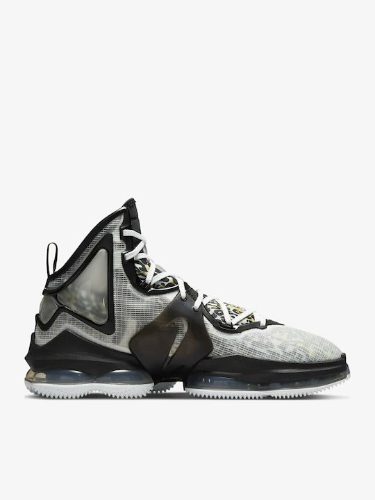 LeBron 19 inalti Pantofi de baschet Alb / Negru / Aur Metalizat