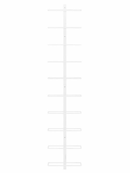 vidaXL Wall Mounted Metallic Wine Rack for 10 Bottles White 24x9x120cm