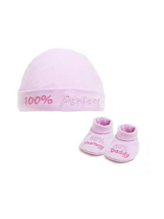 Soft Touch Cotton baby set 2 pcs. cap and shoes (HB03P) pink