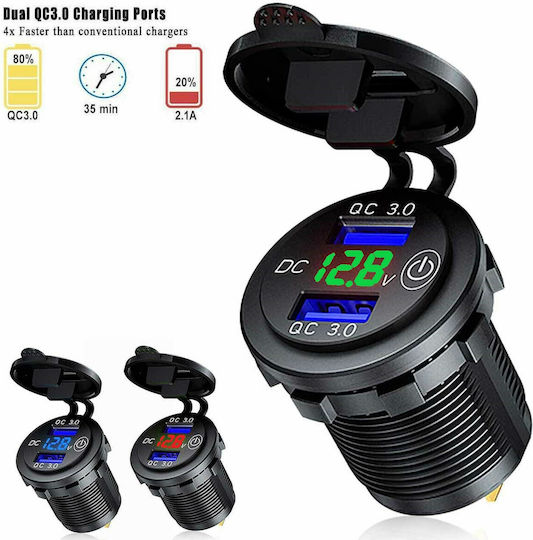 QC3 Motorradladegerät Schnellladung mit Anschlüssen: 2xUSB