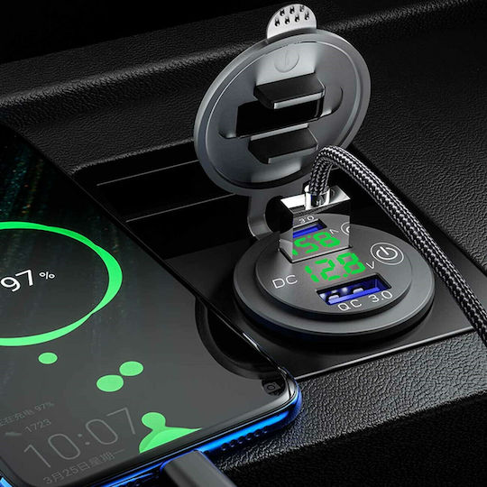 QC3 Motorradladegerät Schnellladung mit Anschlüssen: 2xUSB