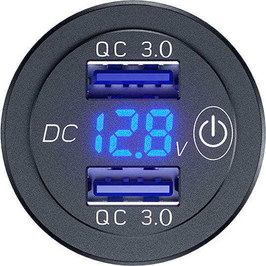 QC3 Мотоциклетно зарядно устройство Бързо зареждане с Портове: 2xUSB