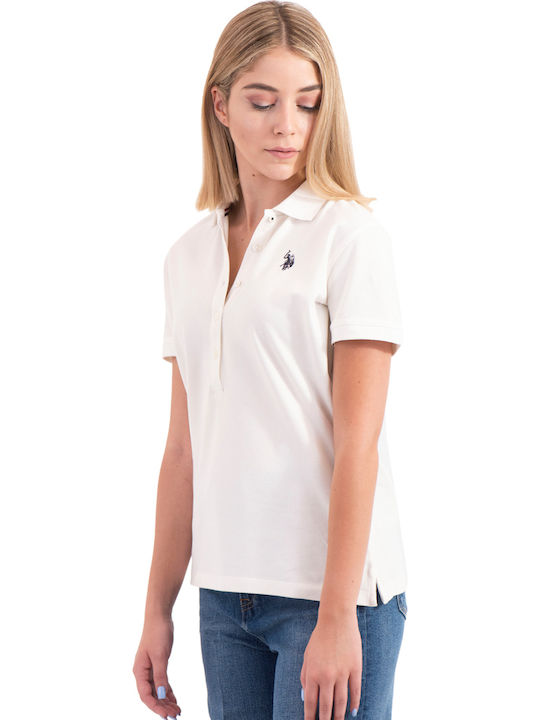 Mya Women's Polo Blouse Short Sleeve White