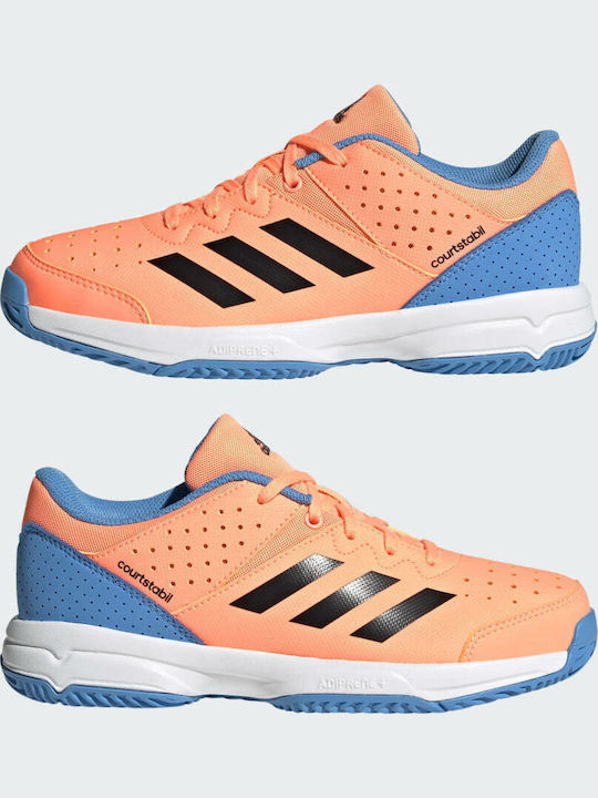 Court Stabil Jr Kids Sports Shoes Volleyball with Laces Beam Orange / Core Black / Pulse Blue