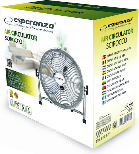 Esperanza Scirocco Floor Fan 50W Fan Diameter 30cm Silver