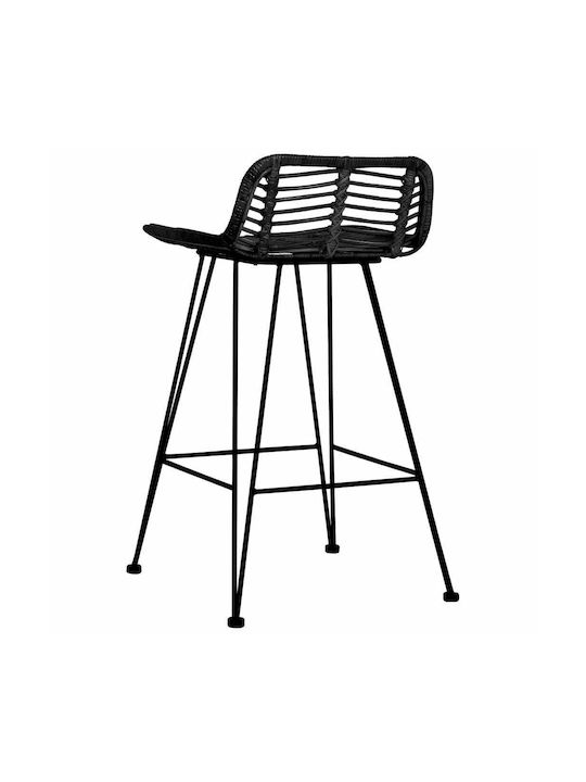 Garden Bar Stool Outdoor Rattan Black 2 Pieces 46x48x79cm