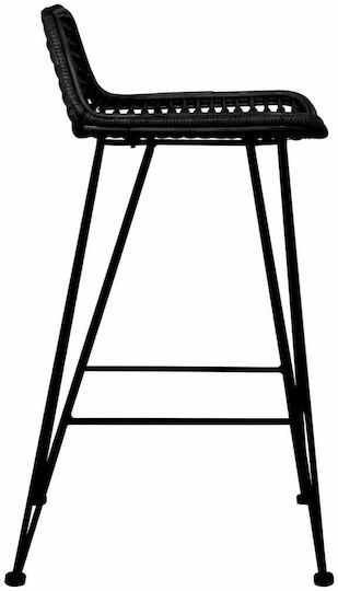 Σκαμπό Μπαρ Εξωτερικού Χώρου Rattan Μαύρο 2τμχ 46x48x79cm