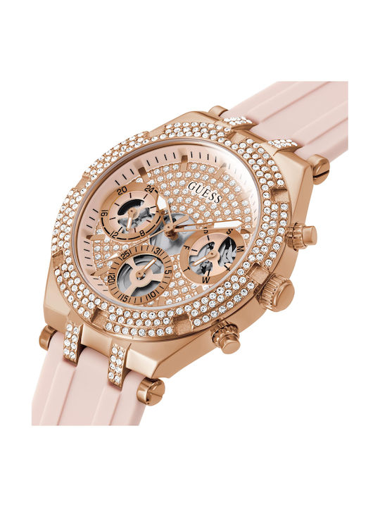 GC Watches Night Life Damen Uhr Chronograph mit Rosa Kautschukarmband