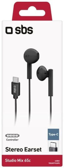 SBS Studio Mix 65 In-ear Handsfree με Βύσμα USB-C Μαύρο