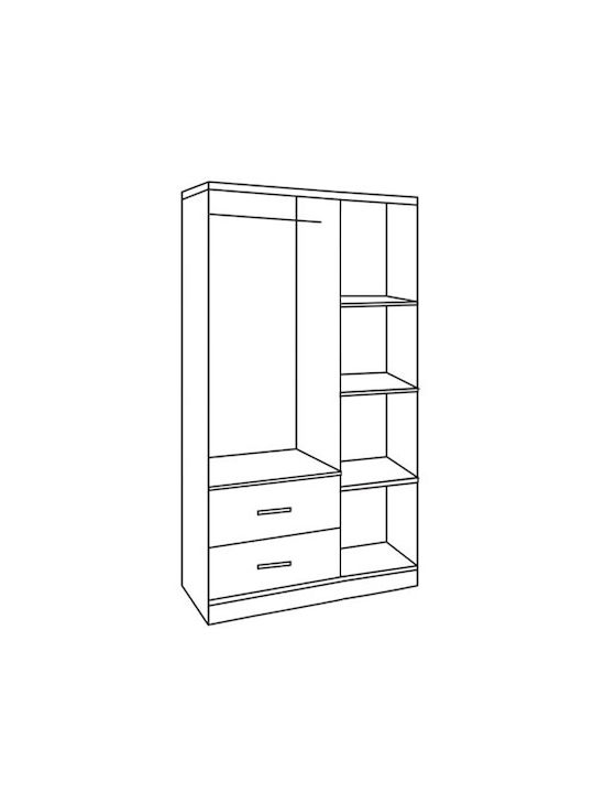 Ușă triplă Dulap de Haine Caesar Zebrano 89x42.5x181cm