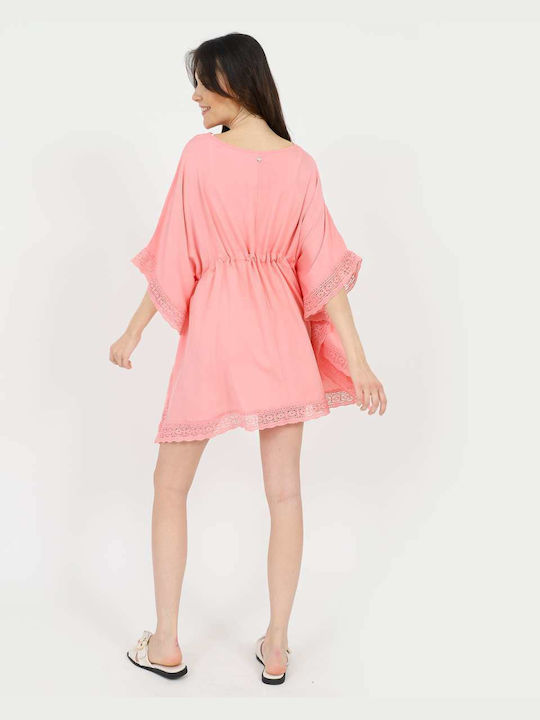 Doca Damen Mini Kaftan Strand Rosa