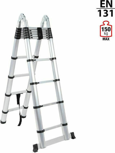 Vesta Telescopic Ladder Aluminum 18 of Steps with Maximum Height 5.6m