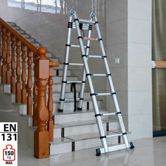 Vesta Telescopic Ladder Aluminum 12 of Steps with Maximum Height 3.8m