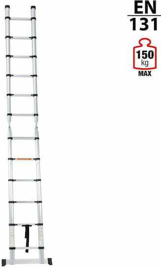 Vesta Telescopic Ladder Aluminum 12 of Steps with Maximum Height 3.8m