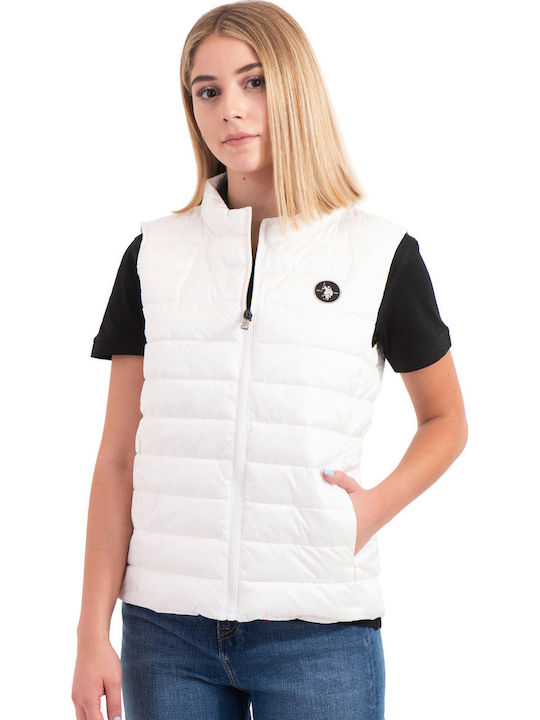 Adel Kurz Damen Ärmellos Puffer Jacke Wendbar Weiß