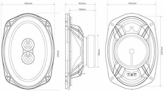 MTX Set Boxe Auto 6x9" cu 80W RMS (3 căi)