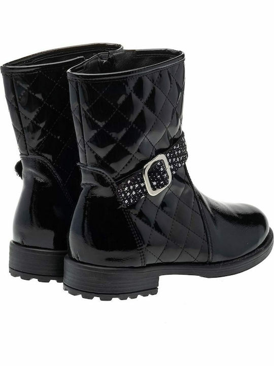 ABY Leather Kids Boots with Zipper Black