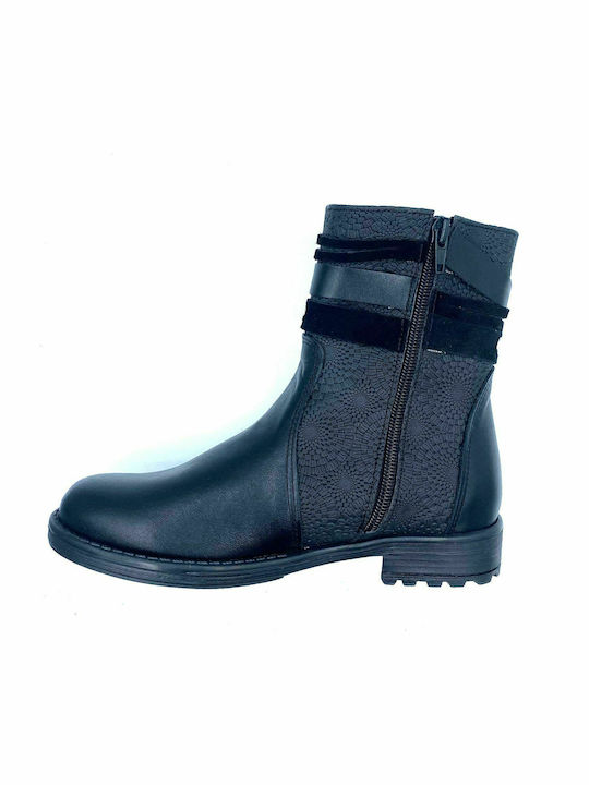 Aby ABY Kids Leather Anatomic Boots with Zipper Black