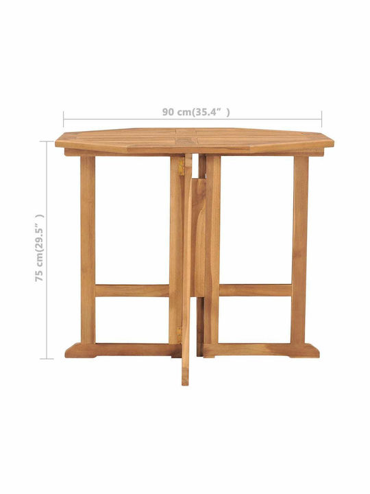Garden Table for Small Outdoor Spaces from Teak Foldable Brown 90x90x75cm