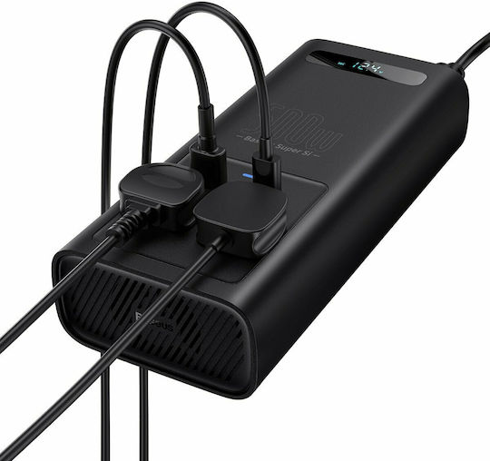 Baseus Invertor Auto 500W pentru Convertirea 12V DC în 220V AC cu 2xUSB CGNB000101