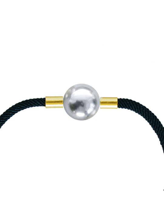 Bracelet with grey Shell Pearl and thread - S124343S