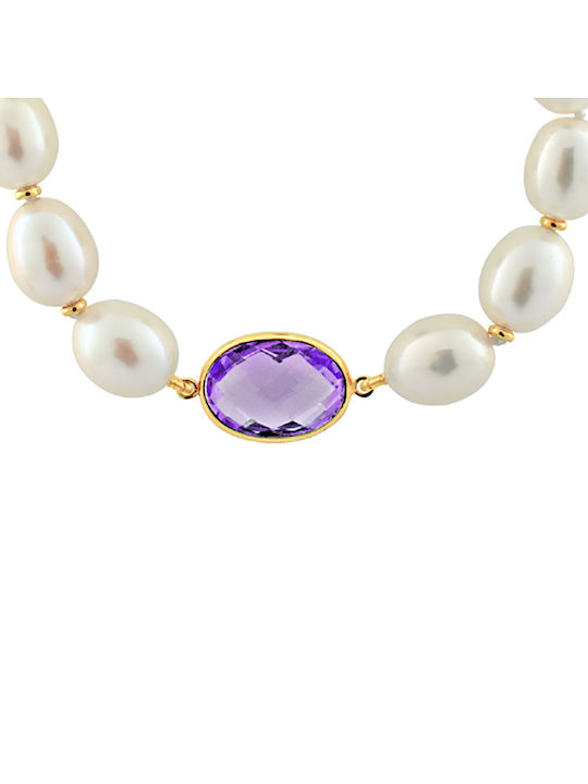 Bracelet with 14K gold elements pearls 9,0x11,0mm Amethyst - M123166A