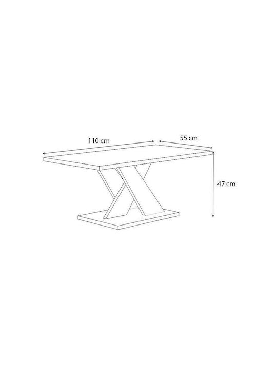 Rechteckiger Zentraler Kaffeetisch Marcello Holz Anthrazit / Sonoma M110xB55xH48cm