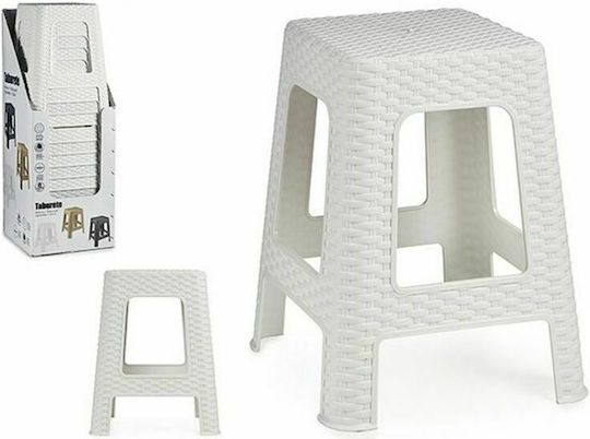Σκαμπό Εξωτερικού Χώρου Rattan Λευκό 36x36x45cm
