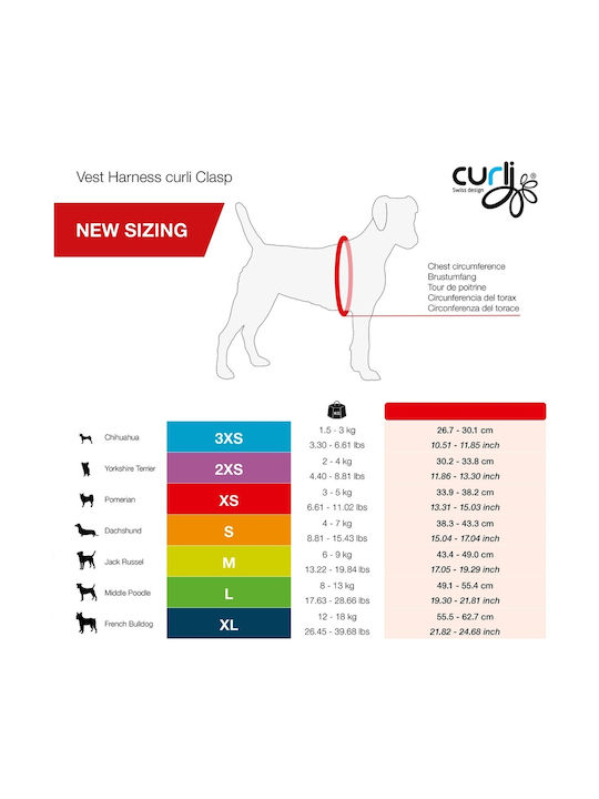 Curli Hundegeschirr Weste Clasp Air-Mesh Rot Groß 49-55cm