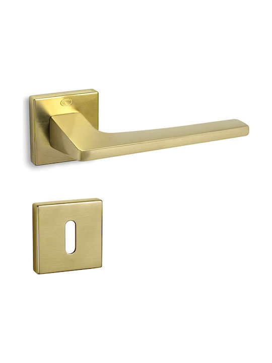 Convex Lever Middle Door with Rosette 1495 1495RORS02S02 Pair with Rosette Brass