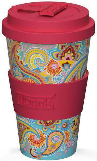 iDrink Paisley Cană Plastic cu Capac Multicoloră 435ml