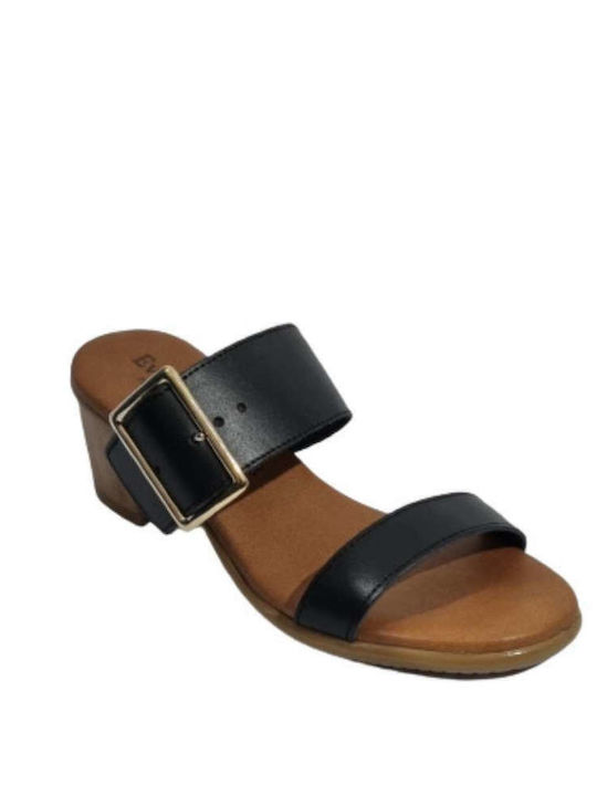 Eva Frutos Leather Women's Sandals Black