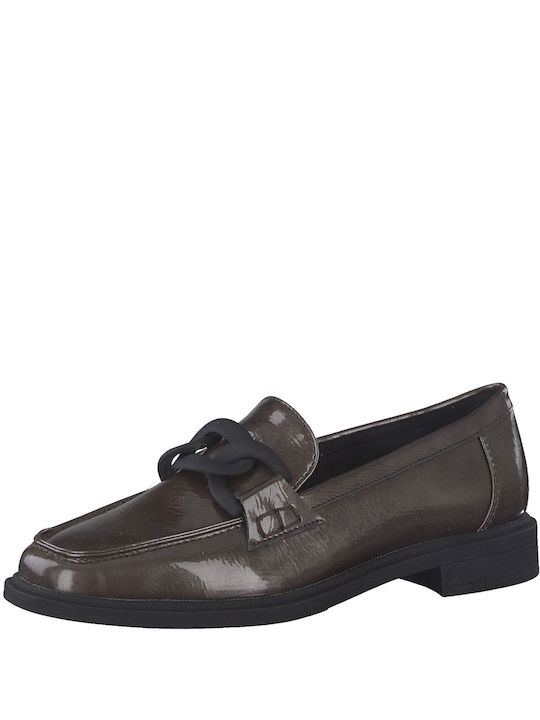 Marco Tozzi Patent Leather Women's Loafers in Brown Color