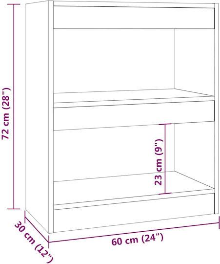 Βιβλιοθήκη Καπνιστή Δρυς 60x30x72εκ.