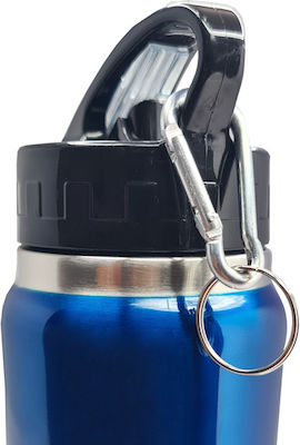 Bruno Flasche Thermosflasche Rostfreier Stahl Blau 750ml mit Stroh und Schleife