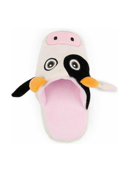 All For Paws Doggie's Cow Slipper Dog Toy Cuddly Pink 21.8cm