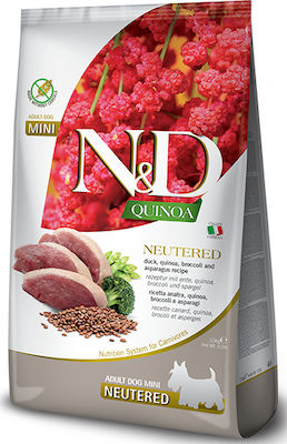 Farmina Quinoa Neutered Adult Mini 7kg Hrană Uscată fără Cereale pentru Câini Adulți de Rase Mici cu Rață