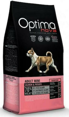 Optimanova Adult Mini Sensitive 2kg Dry Food Grain Free for Adult Dogs of Small Breeds with Potatoes and Salmon