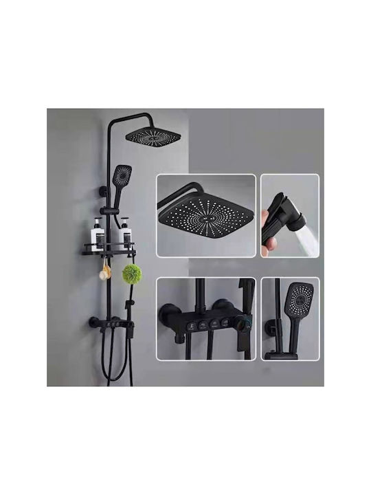 POLY-313 Shower Column with Mixer Black