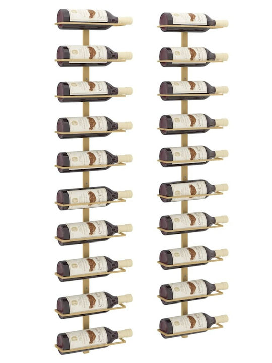 vidaXL Wandmontiert Flaschenhalter Metallisch für 10 Flaschen Gold 24x9x120εκ.