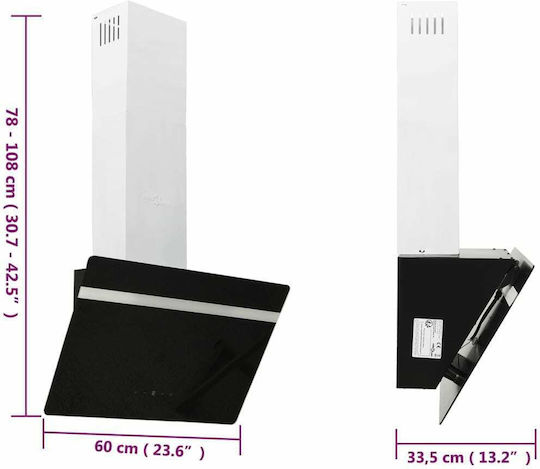 vidaXL Απορροφητήρας Καμινάδα 60cm Μαύρος