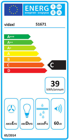 vidaXL Απορροφητήρας Καμινάδα 60cm Μαύρος