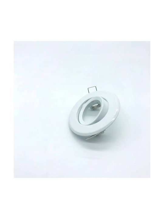 Led7 Rund Metallisch Rahmen für Spots GU10 Weiß 8.7x8.7cm. 1Stück
