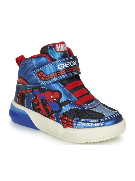 GRAYJAY Παιδικά Sneakers High Ανατομικά με Σκρατς & Φωτάκια Μπλε