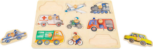 Wooden Kids Peg Puzzle Vehicles 9pcs Small Foot