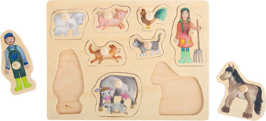 Wooden Kids Peg Puzzle Farm 9pcs Small Foot