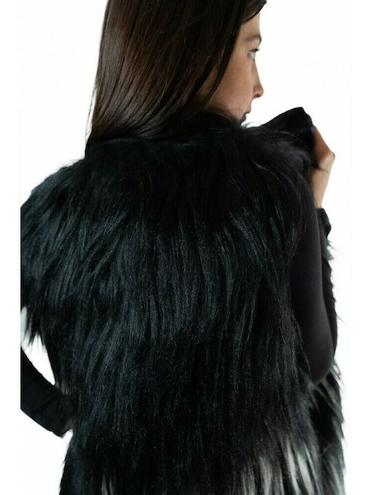 MITILINI WOMEN'S FUR VEST BLACK