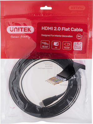 Unitek Flat Cable HDMI male - HDMI male 5m Black