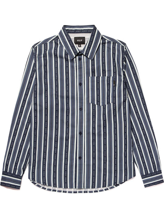 Fuck It Stripe Long-sleeved Shirt Striped Navy Blue